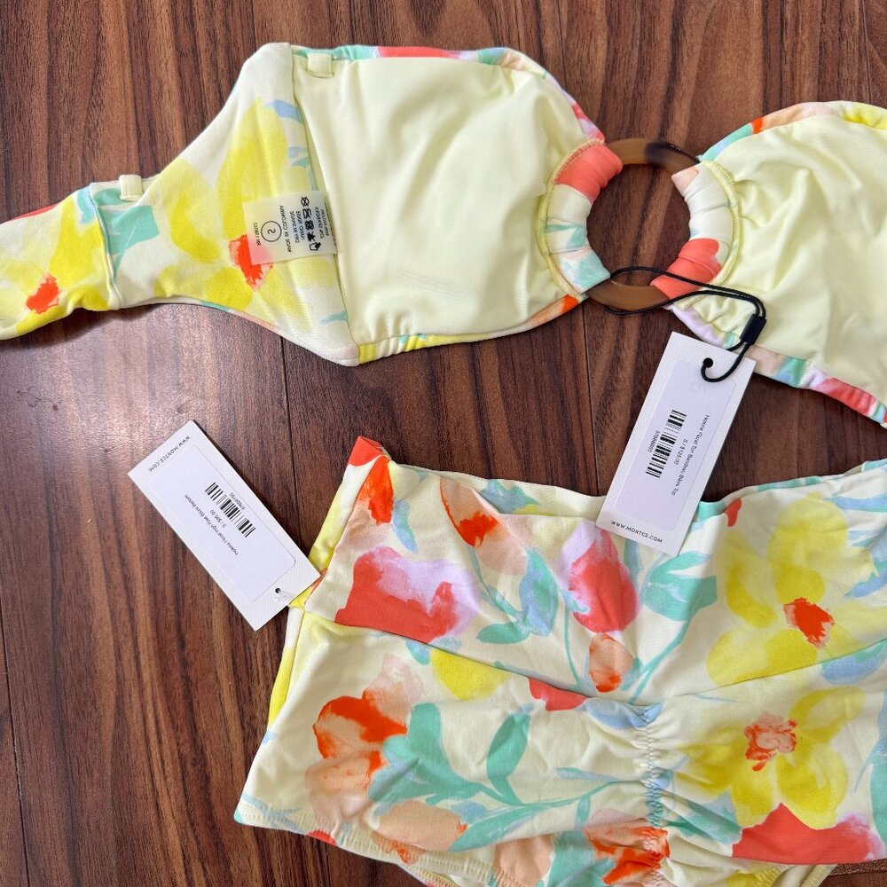 Montce Helena Floral Tori Bandeau High Waist Bikini Set NEW - Picture 4 of 11